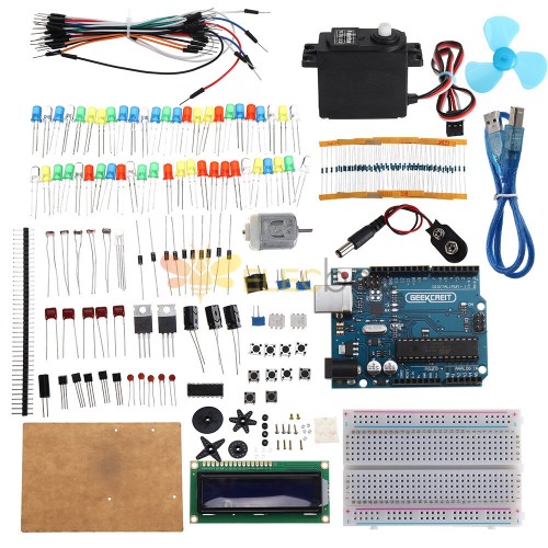 KW-AR-StartKit Kit مع 17 فئة UNO R3 DC Motor Breadboard Components Set Geekcreit لـ Arduino - المنتجات التي تعمل مع لوحات Arduino الرسمية