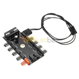 12V 10 Way 4pin Fan Hub Speed Controller Regulator For Computer Case With PWM Connection Cable CPU Fan Dedicated Interface PWM Wire Interface IDE Power Supply Socket Fixed Screw Hole