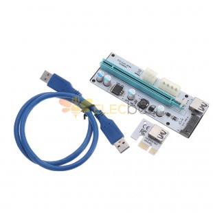 USB3.0 PCI-E 1x To 16 x SATA +4P+6P Extender Riser Card Adapter Power Cable Miner