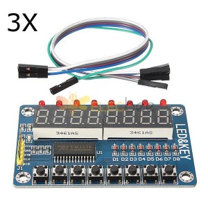 3-teiliges TM1638-Chipschlüssel-Anzeigemodul, 8-Bit-Digital-LED-Röhre, AVR für Arduino – Produkte, die mit offiziellen Arduino-Boards funktionieren
