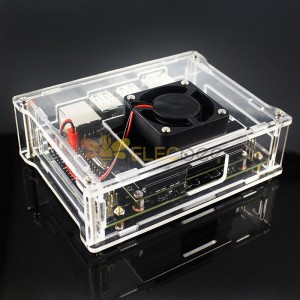 Boîte de boîtier en acrylique avec ventilateur de refroidissement pour kit de module de développement NVIDIA Jetson Nano Refroidisseur de boîtier de coque