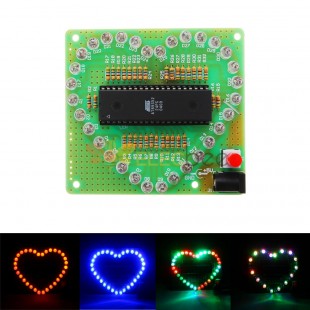 Birleştirilmiş 51 MCU Kalp Şeklinde Işık Su LED Yanıp Sönen Işık Elektronik Kart Kabuk Yok Red