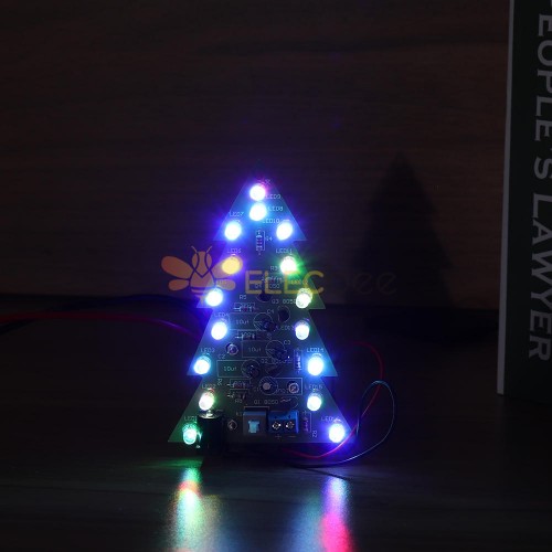 Assembled USB Battery Power Christmas Tree 16 RGB LED Color Light Electronic PCB Decoration Tree Children Gift Ordinary Version