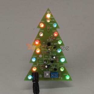 拼裝USB聖誕樹16顆RGB LED彩燈電子PCB裝飾樹兒童禮物普通版