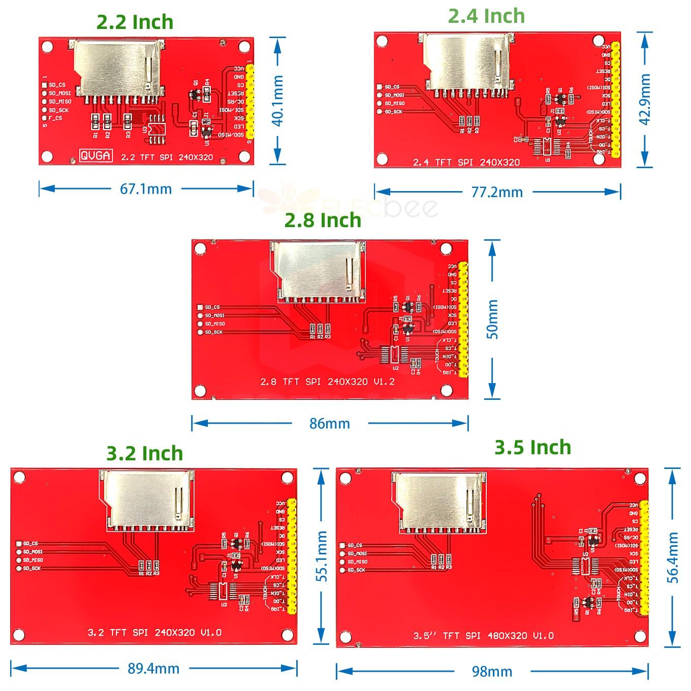 Module d\'affichage LCD TFT 2.2/2.4/2.8/3.2/3.5 pouces, Module d\'écran coloré, Interface SPI