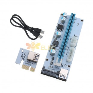 USB3.0 PCI-E 1x To 16x SATA +4P+6P Extender Riser Card Adapter Power Cable Miner