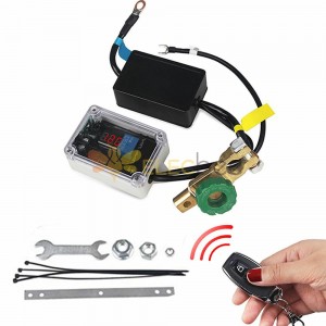 Wireless Remote Control 12V Car Battery Disconnect Cut Off Isolator Master Switch Module with Voltmeter Display