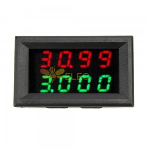 3 uds 0-33V 0-3A medidor de corriente de voltaje de cuatro bits DC doble Digital LED rojo + verde pantalla voltímetro amperímetro