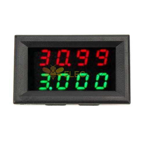 3adet 0-33V 0-3A Dört Bit Voltaj Akım Ölçer DC Çift Dijital LED Kırmızı + Yeşil Ekran Volt Metre Ampermetre
