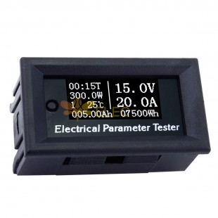 100V / 20A 7in1 OLED متعددة الوظائف تستر الجهد الحالي الوقت درجة الحرارة قدرة الفولتميتر Ammeter