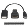 10 Takım 3 in 1 Mini HD - HD Adaptörü + Mikro USB - USB Dişi Güç Kablosu + Ahududu Pi Sıfır için 40 P Pin Kitleri