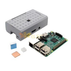 3-in-1-Board für Raspberry Pi 3 Model B + graues ABS-Gehäusegehäuse + Aluminium-Kupfer-Kühlkörper-Kit