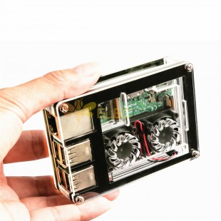 Estuche acrílico 3 en 1 de 9 capas + Ventilador doble + Kit de disipador térmico de cobre para Raspberry Pi 3 Modelo B