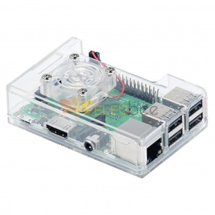 Caja de ABS 3 en 1 + ventilador de refrigeración + kit de disipador de calor para Raspberry Pi 3B+ / 3B / 2B