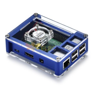 Синий защитный чехол из АБС-пластика 3-в-1 + охлаждающий вентилятор + комплект радиатора для Raspberry Pi 3B+ / 3B / 2B