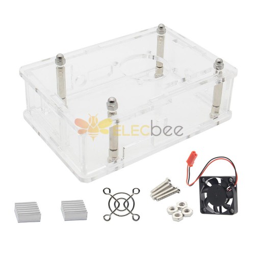 3-in-1 Transparent Protective Acrylic Case/Cooling Fan/Heatsink Kit Orange Pi 3 