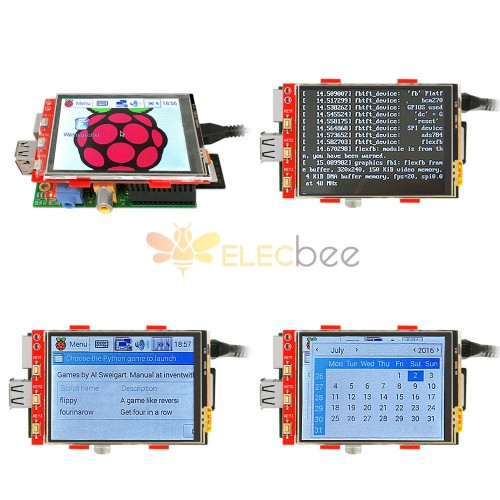 Raspberry Pi 3 Model B/2 Model B/B+ için 3.2 inç 320x240 Çözünürlük TFT LCD Dokunmatik Ekran