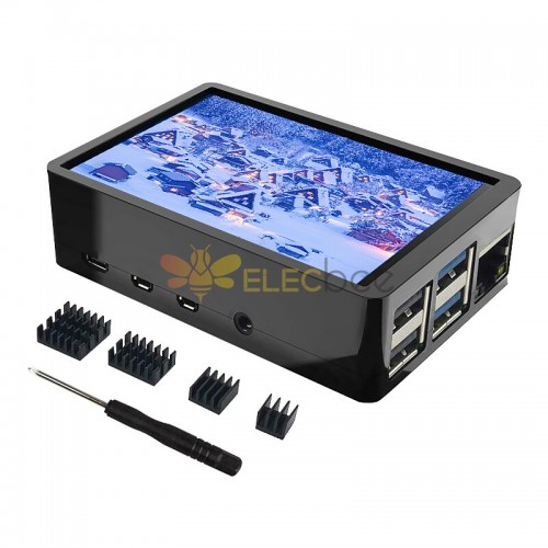 3,5-Zoll-LCD-Touchscreen-TFT-Monitor mit Gehäusekühlkörper für Raspberry Pi 4/4B