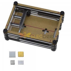 3.5Inch Display 9-Layer Acrylic Case Shell with Screw + Silver Heatsink & Thin Copper Kit for Raspberry Pi 4B