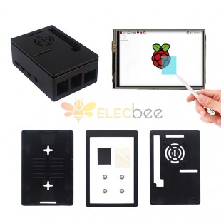 3,5-Zoll-MHS-LCD-Display + transparentes/schwarzes Dual-Use-Box-ABS-Gehäuse-Kit für Raspberry Pi 4 Model B