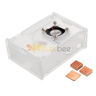 3x kit de disipador de calor + carcasa acrílica transparente + ventilador de refrigeración para Raspberry Pi 3 modelo B