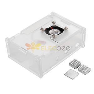 3xヒートシンク+冷却ファン+RaspberryPi3モデルb用の透明なエンクロージャケースボックス