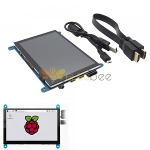 Schermo LCD capacitivo touch 800x480 HDMI da 5 pollici con menu OSD per Raspberry Pi 3 B+ / BB nero