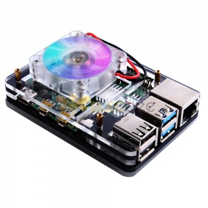 5-Layer Black/Transparent/RGB Colorful Acrylic Case Compatible ICE Tower Cooler for Raspberry Pi 4B with 4010 Cooling Fan