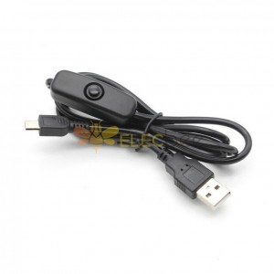 Cable de alimentación de alta corriente 5V 3A 1m Micro USB con interruptor de botón Todo cobre para Raspberry Pi 4B