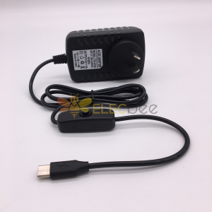 Fuente de alimentación tipo C de 5V 3A enchufe de EE. UU./UE/AU/Reino Unido con interruptor de encendido/apagado conector de fuente de alimentación para Raspberry Pi 4
