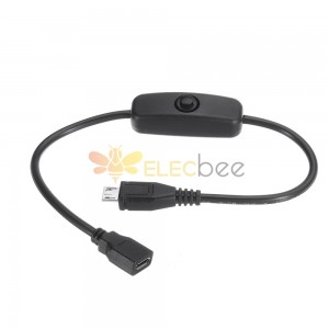 Câble d'alimentation d'extension Micro USB femelle à mâle 5V/2.5A avec interrupteur marche/arrêt pour Raspberry Pi