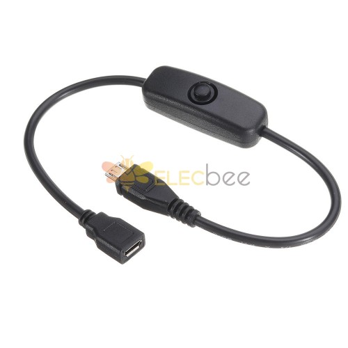 5V/2.5A Micro USB Female to Male Extension Power Cable On/Off Switch