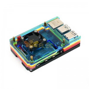 6 Layer Rainbow Case with Cooling Fan and Heatsink for Raspberry Pi 4B