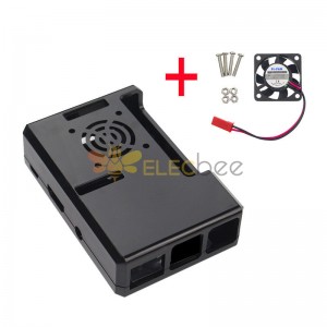 Boîtier ABS noir avec trou de ventilateur + ventilateur de refroidissement CPU pour Raspberry Pi 3/2