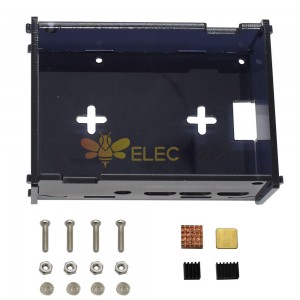 黑色 DIY 亚克力盒外壳带螺丝和黑色大铜铝散热器，适用于 3.5 英寸 TFT 屏幕树莓派 4B