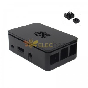 黑色 Raspberry Pi 外殼外殼盒 V4 帶散熱器，適用於 Raspberry Pi 3/2/B+