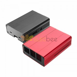 Boîtier de protection en alliage d'aluminium noir/rouge pour Raspberry Pi 3 modèle B + (plus)
