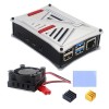 Black/Sliver C2226 ABS Protective Case Armor Exterior Enclosure Shell Support Cooling Fan for Raspberry Pi 4 Model B