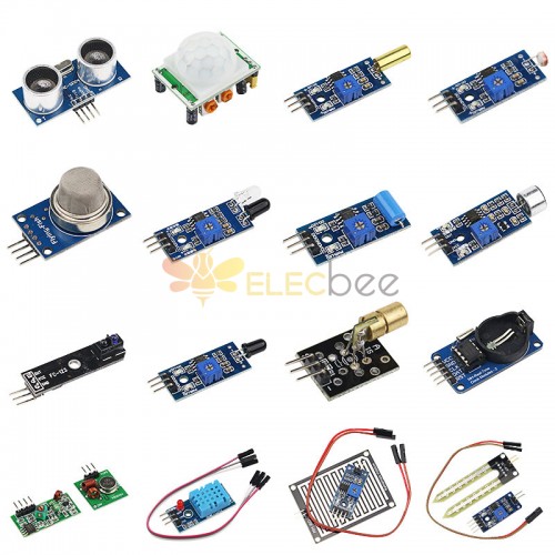 C0987 Kit de 16 módulos de sensores para Raspberry Pi Sensor humano Sensor de humo Módulo de sensor de gotas de lluvia