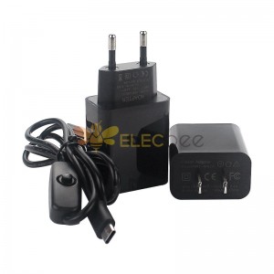 C1900 Split Style Power Supply Kit Charger and Type-C Switch Line 5V3A EU/US Plug for Raspberry Pi 4B