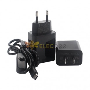 C1900スプリットスタイル電源キット充電器およびRaspberryPi4B用のType-Cスイッチライン5V3AEU/USプラグ EU Plug