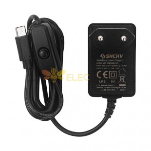 C2890 3C UL 5V3A Type-C With Switch Button Power Supply for Raspberry Pi 4B EU Plug