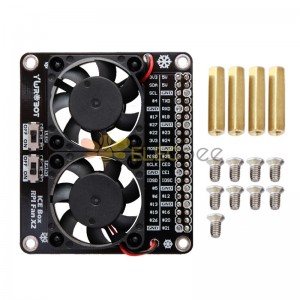 Dual Cooling Fan Expansion Board for Raspberry Pi 4B with White LED Atmosphere Lamp Heatsink