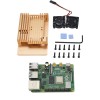 Kit de bricolage Raspberry Pi 4B 2G RAM avec étui de protection en alliage d\'aluminium CNC noir/argent/or et Double ventilateur de refroidissement