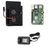 Материнская плата Raspberry Pi 4B 2G RAM с черным/золотым/серебристым защитным корпусом из алюминиевого сплава с ЧПУ + двойной вентилятор охлаждения + блок питания EU Plug