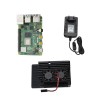 Raspberry Pi 4B 2G RAM Mainboard Com Preto/Ouro/Tira de Alumínio Caixa Protetora de Liga CNC + Ventilador Duplo + Fonte de Alimentação Plugue UE