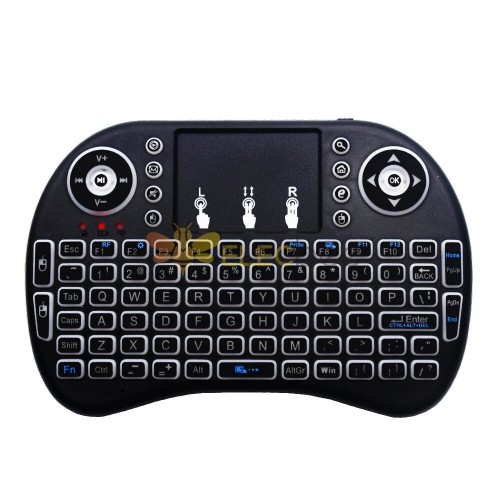 树莓派 4B/3B+ 触摸板键盘和鼠标无线迷你键盘和鼠标 2.4G 自由驱动带彩色背光