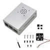 Silberne Aluminiumlegierung Gehäuse Schutzhülle Metallgehäuse + Schwarz/Splitter Kühlkörper + Lüfter DIY Kit für Raspberry Pi 4