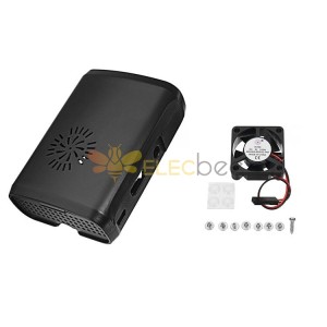 Custodia protettiva in ABS nero premium con ventola di raffreddamento per Raspberry Pi 3/2/Modello B/1 Modello B+