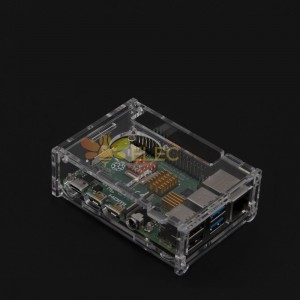 Caja de acrílico transparente Raspberry Pi 4B Soporte de caja Instalación de ventilador de refrigeración